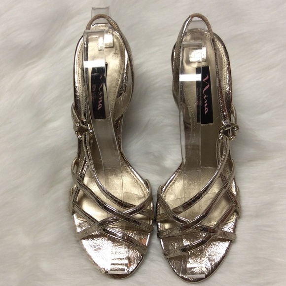 Nina Shoes - NINA NEW YORK GOLD STILETTO HEELS/SANDALS/SHOES